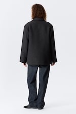 Dark Grey - Herringbone - Oversized Wool-Blend Double-Breasted Blazer - 4