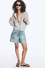 Light Dusty Grey Melange - Slim Fit Terry Zip Hoodie - 1