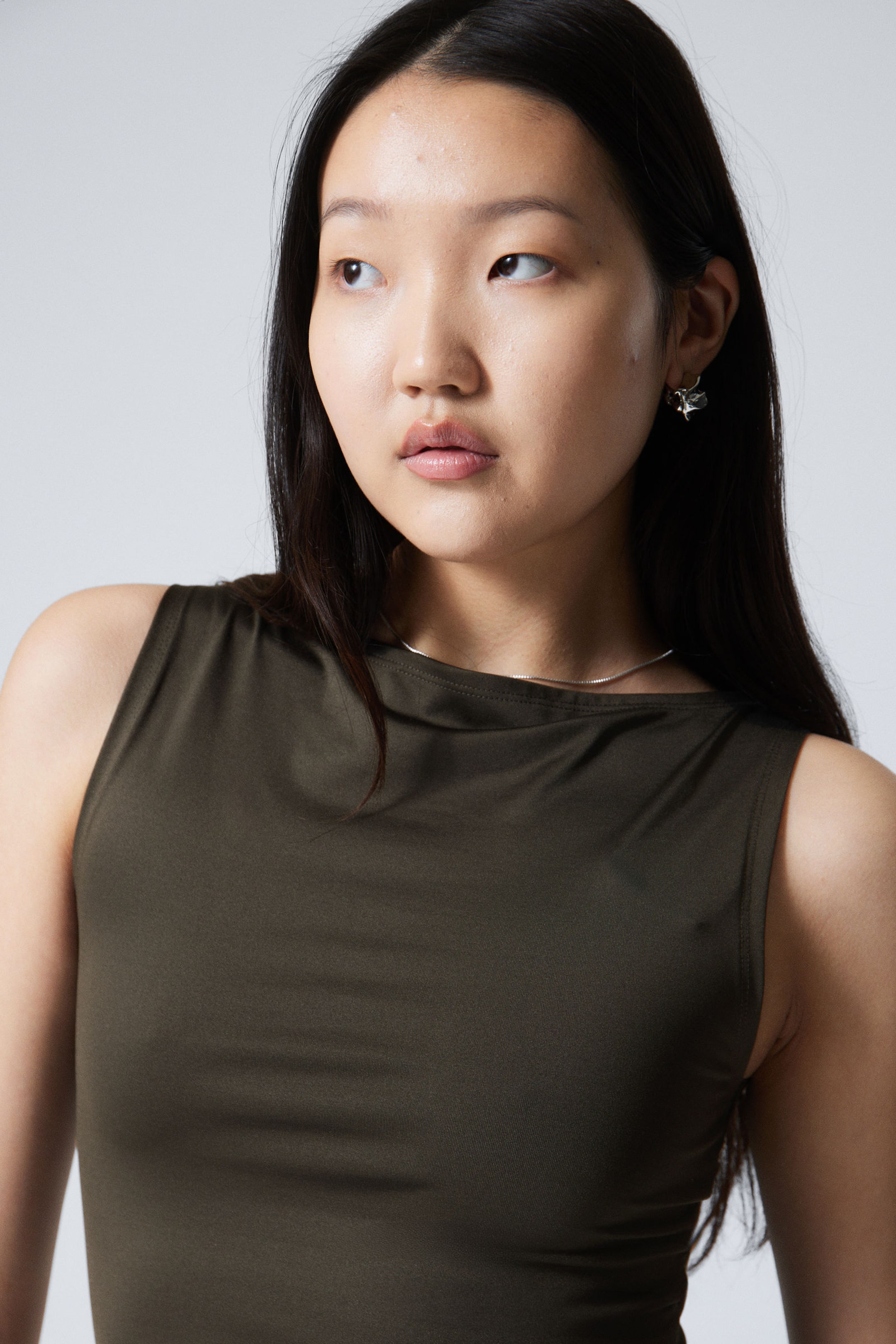 #3E3D36 - Annie Sleeveless Boat-Neck Top - 2