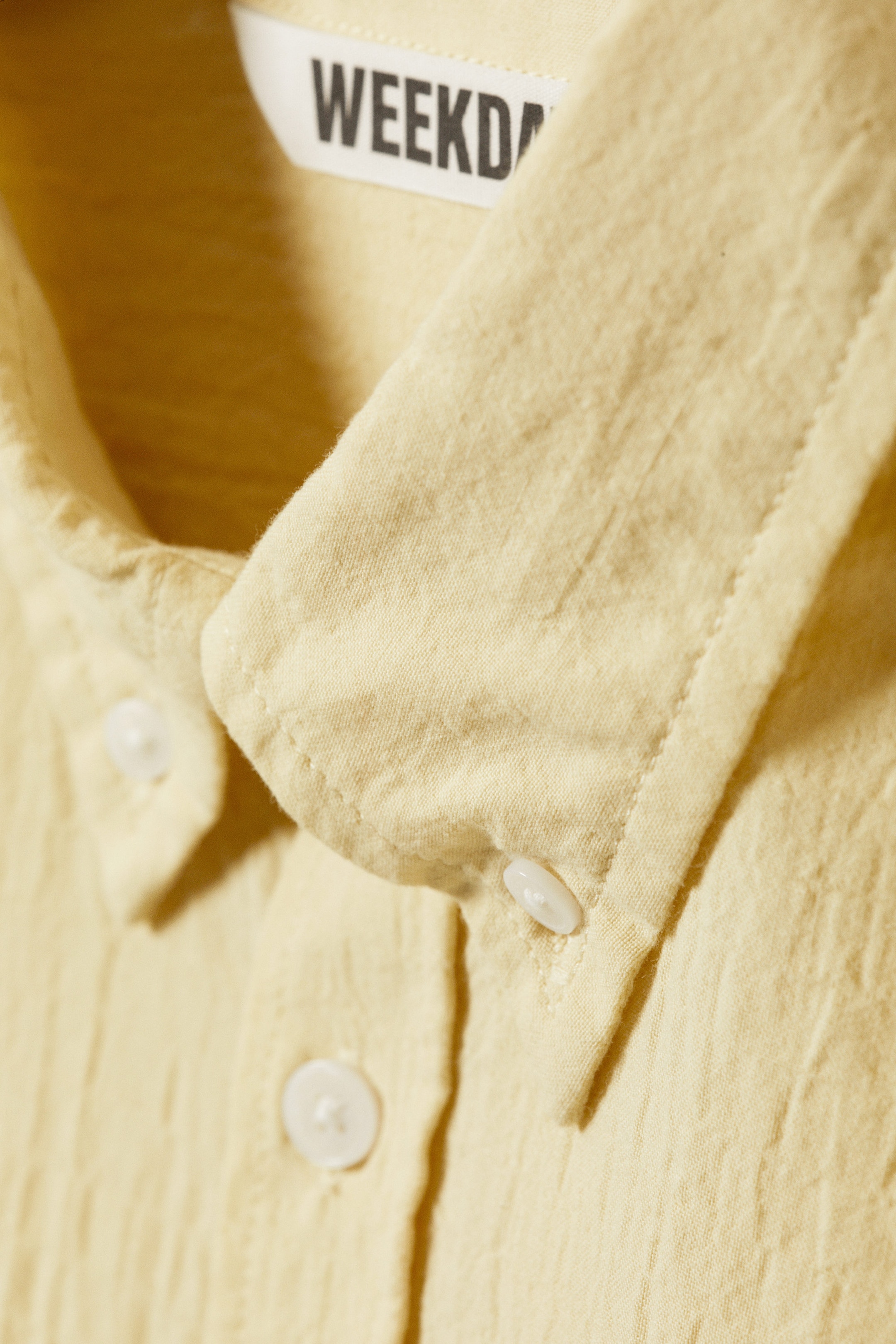 Light Yellow - Oversized Seersucker Button Down Shirt - 2