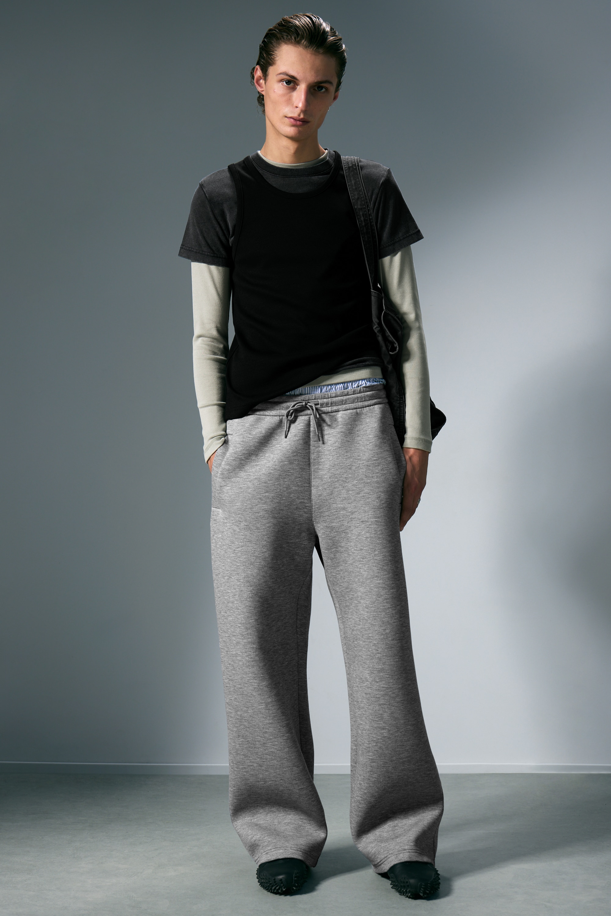 Loose Fit Scuba Sweatpants - Grey Melange/Black/tmavě námořnická modrá/Tmavě hnědá