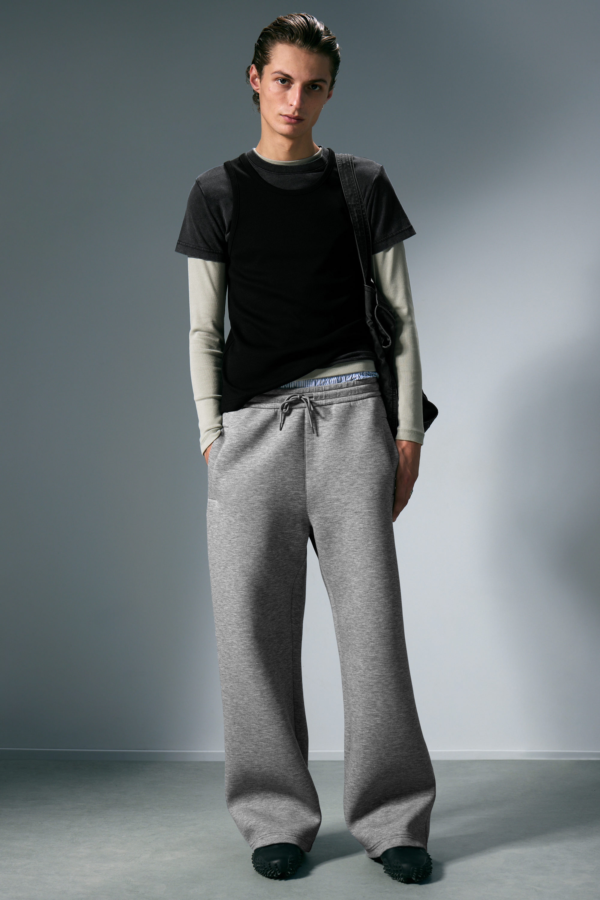 Grey Melange - Loose Fit Scuba Sweatpants