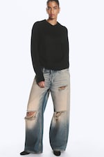 Black - Knitted V-neck Mohair-Blend Sweater - 1