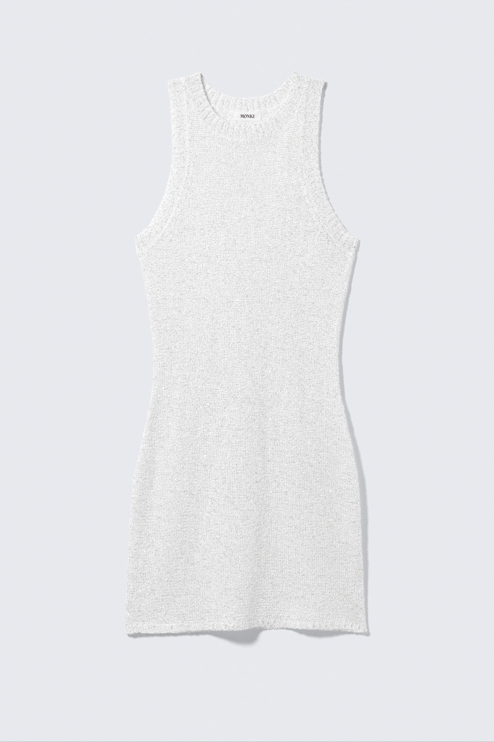 sheer knitted sequined mini dress - Silver | Monki EU