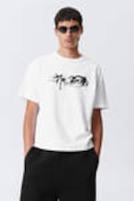 White - Interstellar - Great Boxy Printed Graphic Tee - 0