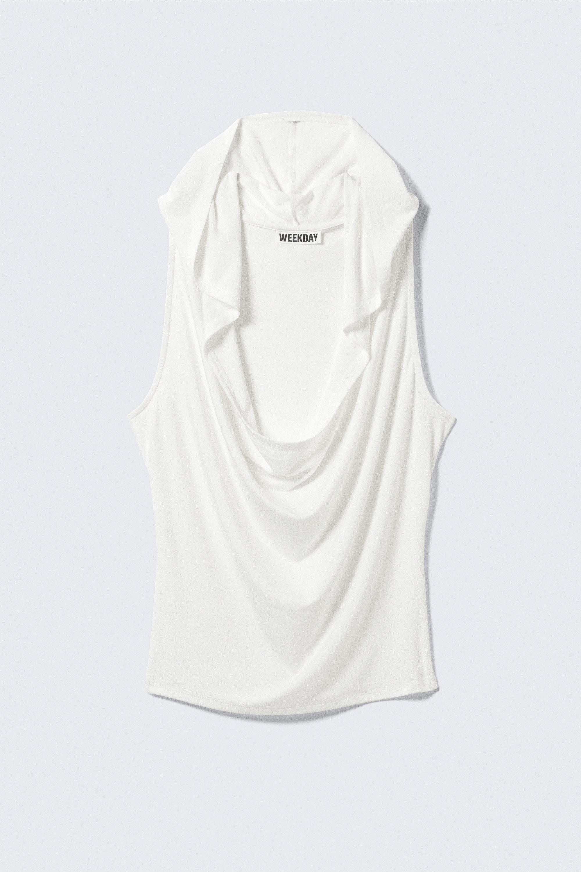 Blanc - Top drapé à capuche sans manches en lyocell - 4