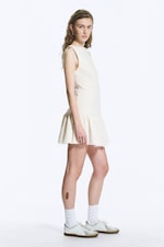 Blanc - Mini-robe en sergé sans manches - 2