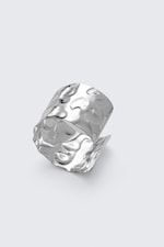 Silver - Wide Hammered Bangle - 0