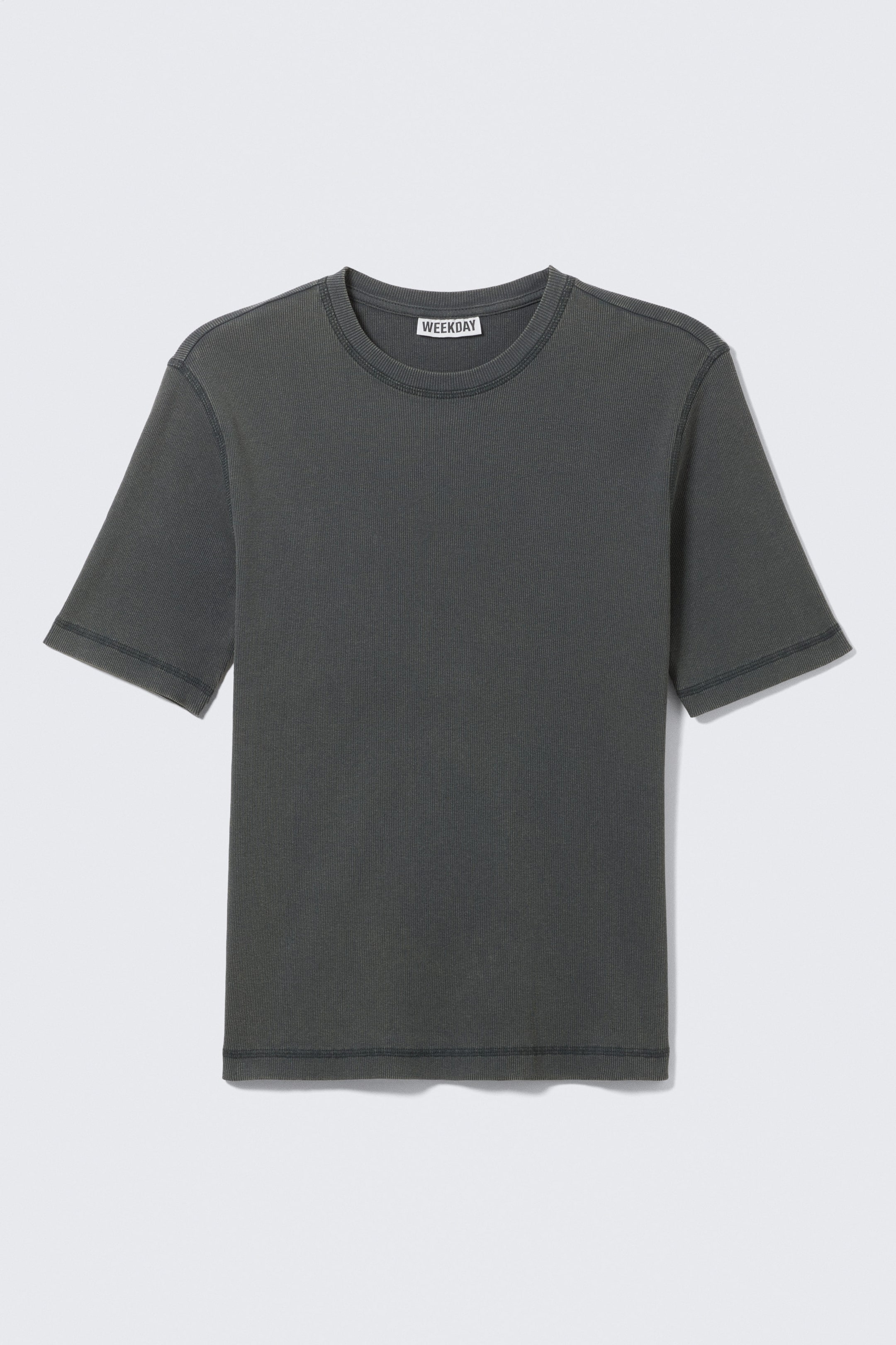 Washed Dark Mole - Classic Slim Ribbed Cotton T-shirt - 1