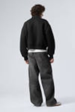 Black - Loose Scuba Bomber Jacket - 3