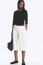Black - Fitted Three-Quarter Sleeve Top - 1