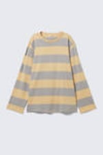 Beige & Grey Stripes - Striped Long-Sleeved Mini Dress - 3