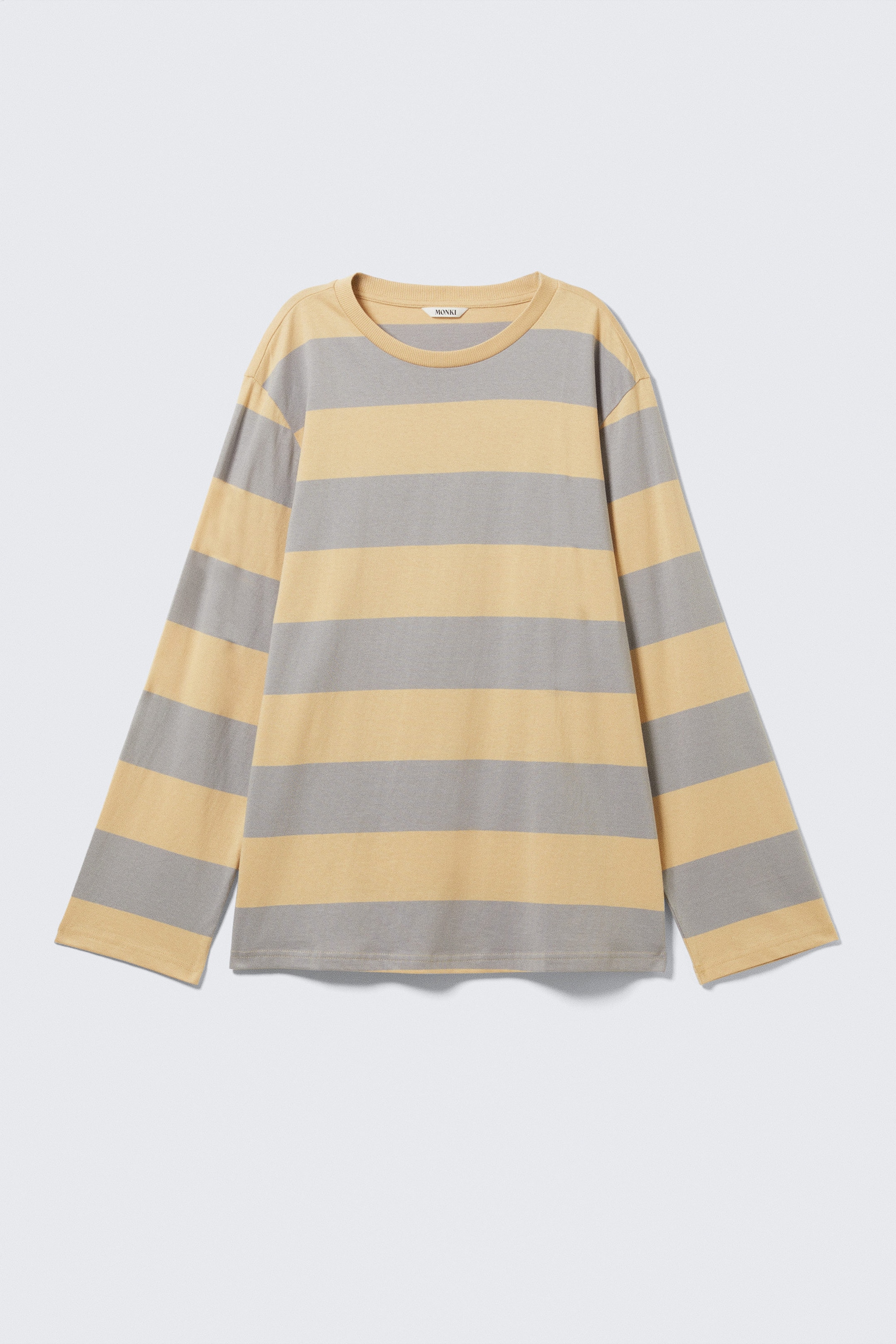 Beige & Grey Stripes - Striped Long-Sleeved Mini Dress - 1