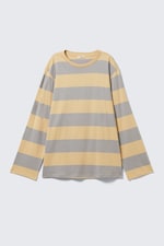 Beige & Grey Stripes - Striped Long-Sleeved Mini Dress - 0