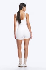 White - High Waisted Sports Biker Shorts - 2
