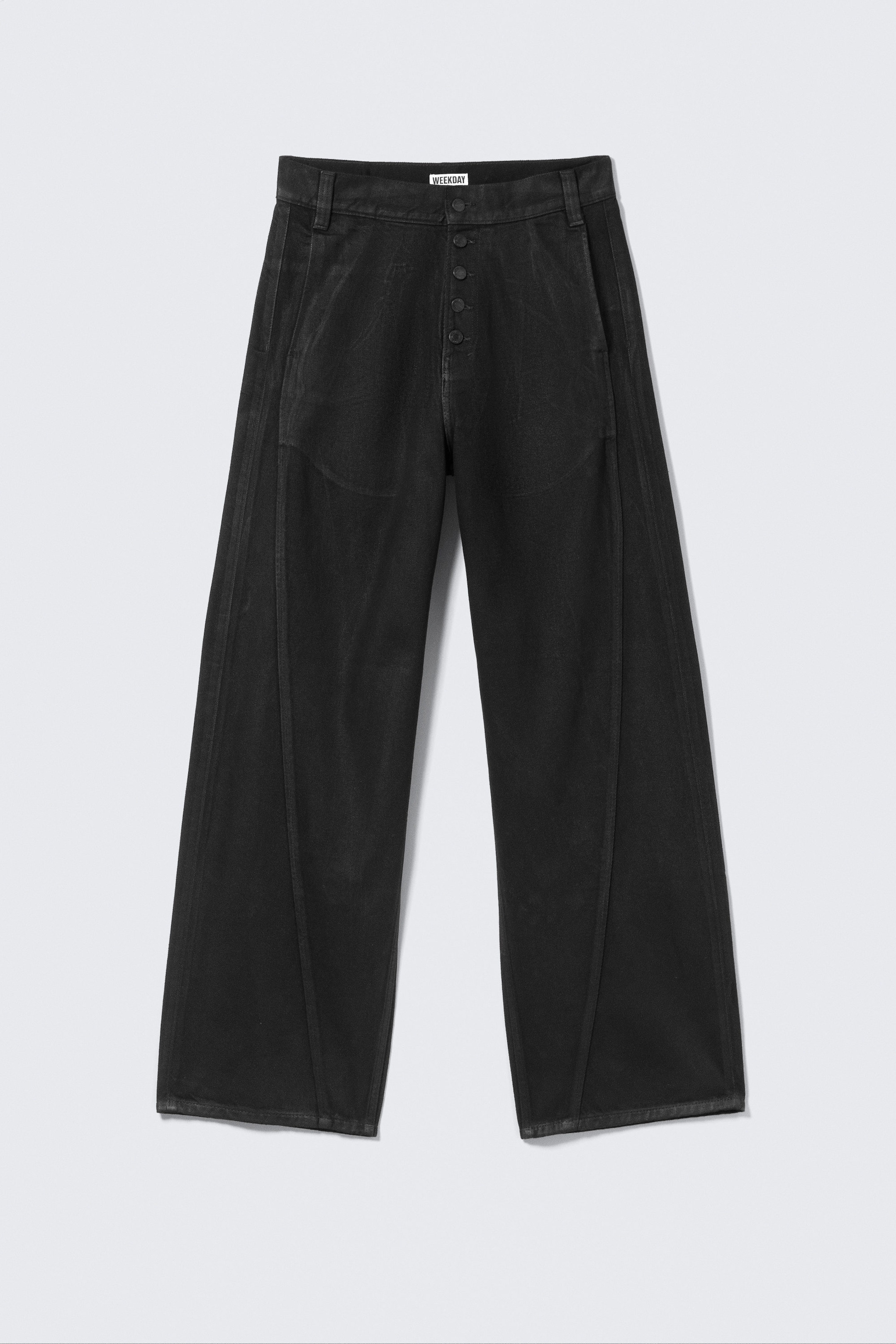 Black Coating - Black - Astro Loose Utility Baggy Leg Unisex Jeans - 11