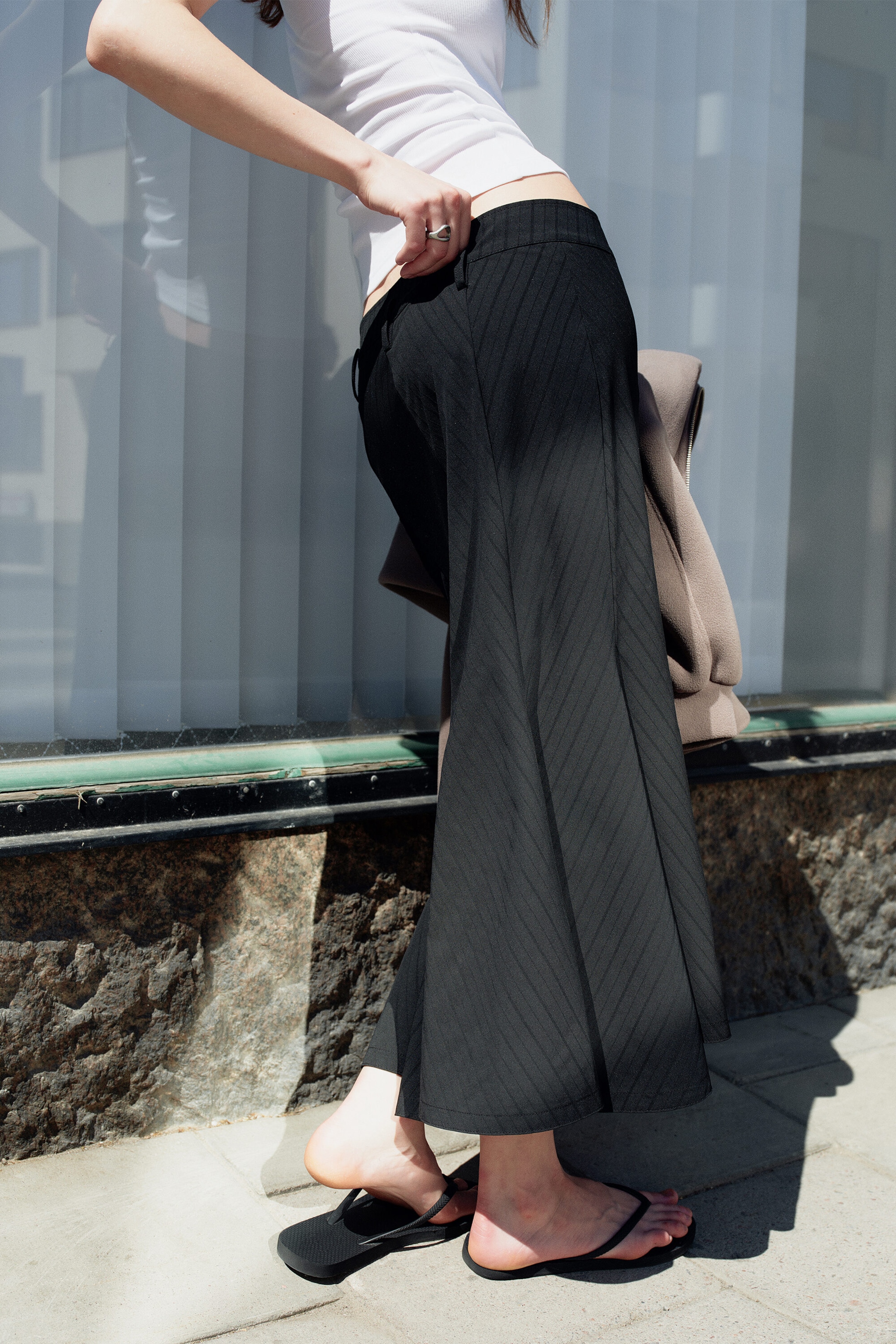 Black - Frayed cotton midi skirt - 2