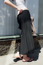 Black - Frayed cotton midi skirt - 2