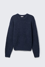 Marineblau meliert - Strickpullover aus einer Wollmischung - 4