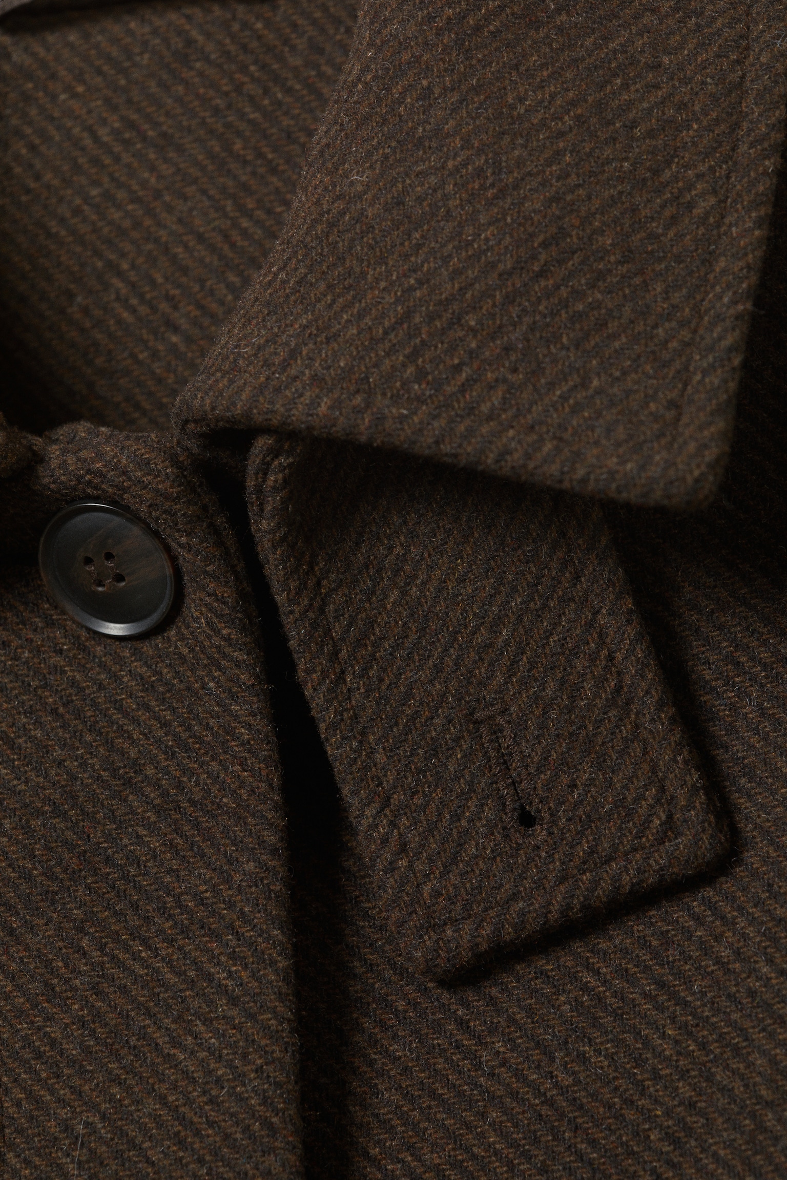 Long Oversized Wool-Blend Coat - Marrón oscuro/Negro - 3