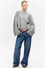 Grey Melange - Knitted Oversized Sweater - 1