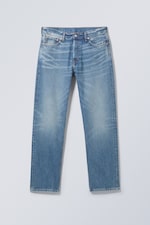 Blå - Space Mid Waist Relaxed Straight Jeans - 0