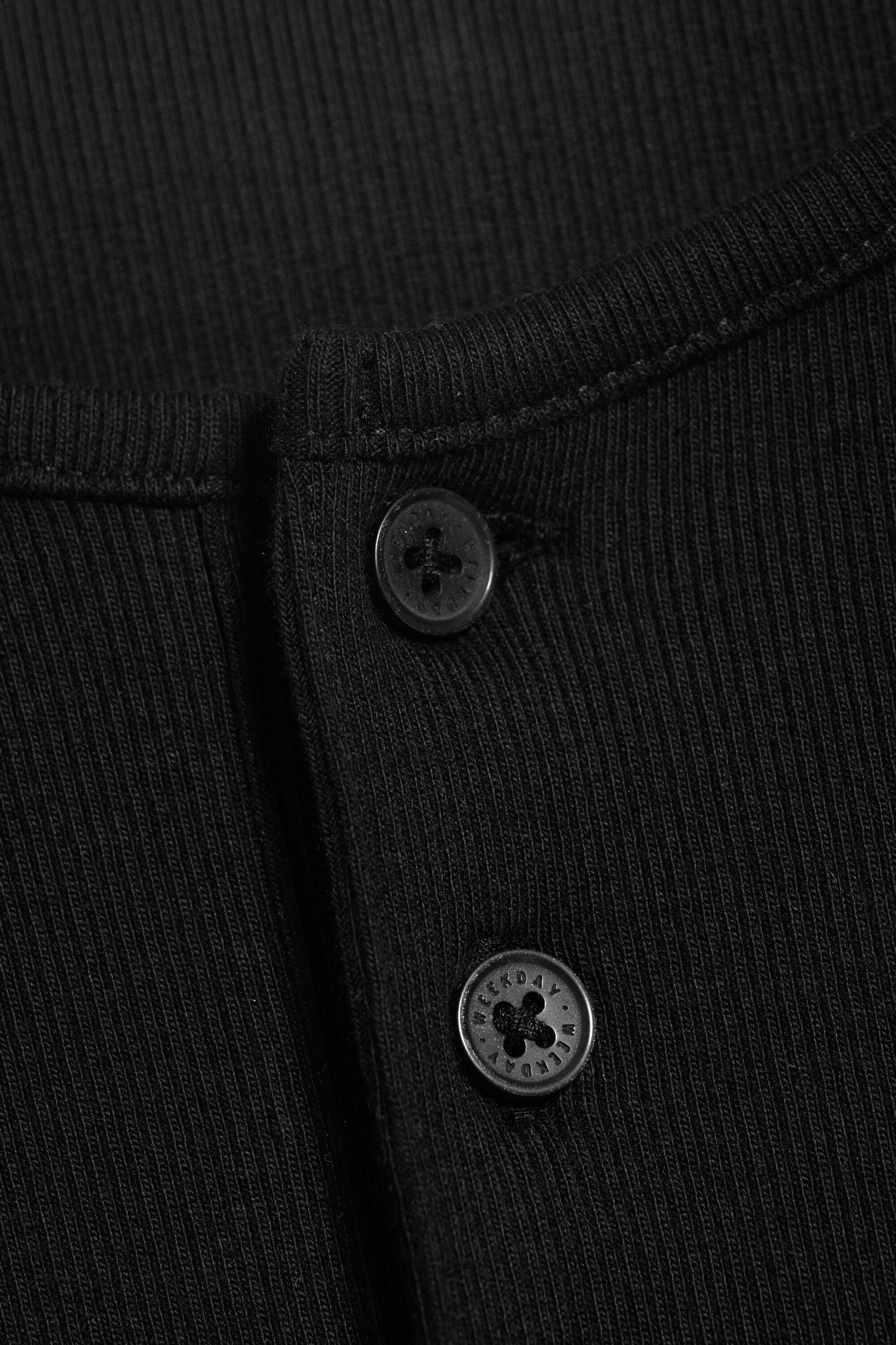 Black - Long-sleeved cotton henley - 5