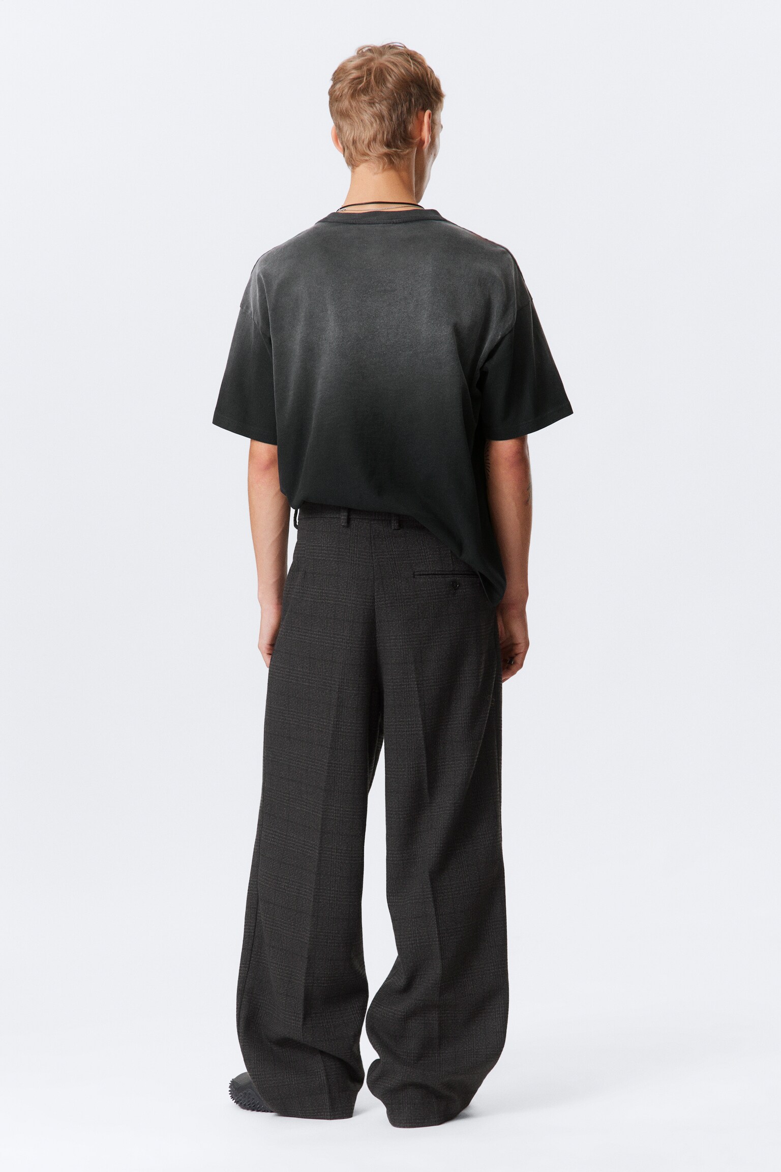 Uno Loose Heavyweight Suit Trousers - Checked Black - 5