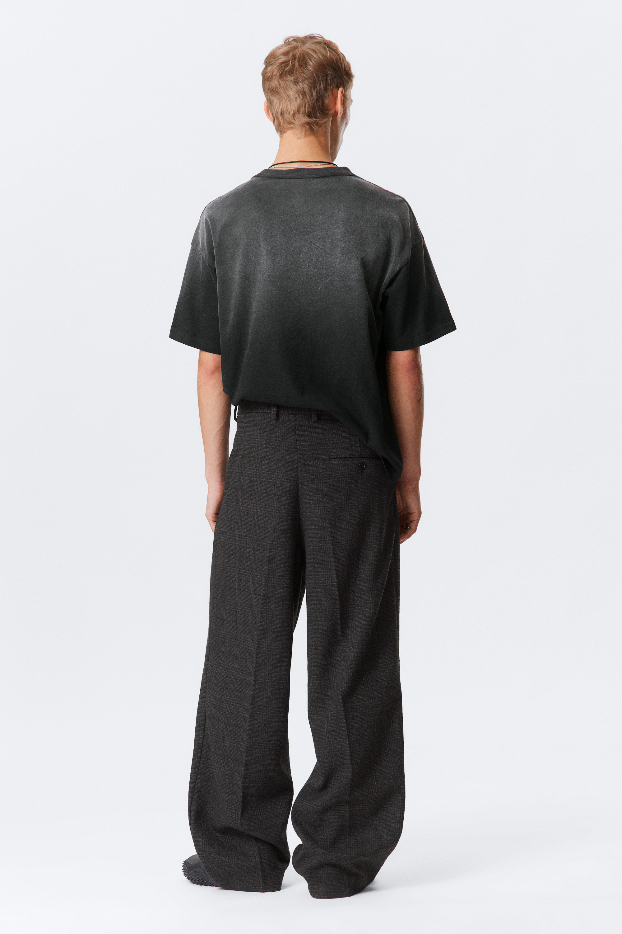 Schwarz kariert - Uno Loose Heavyweight Suit Trousers - 3