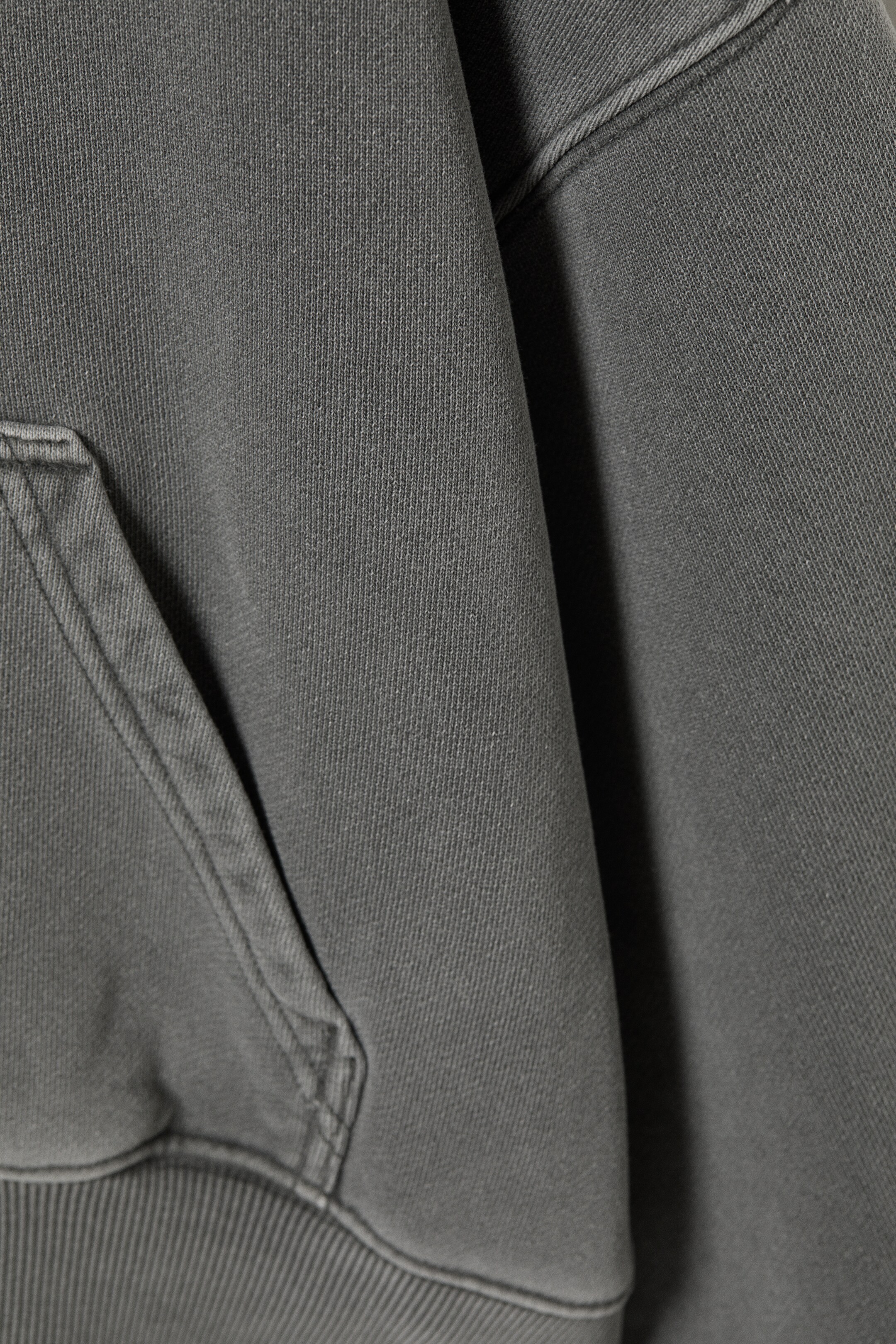 Ingrandisci l'immagine: Boxy Cotton Fleece Hoodie - Washed Dark Grey - DONNA | H&M CH 7