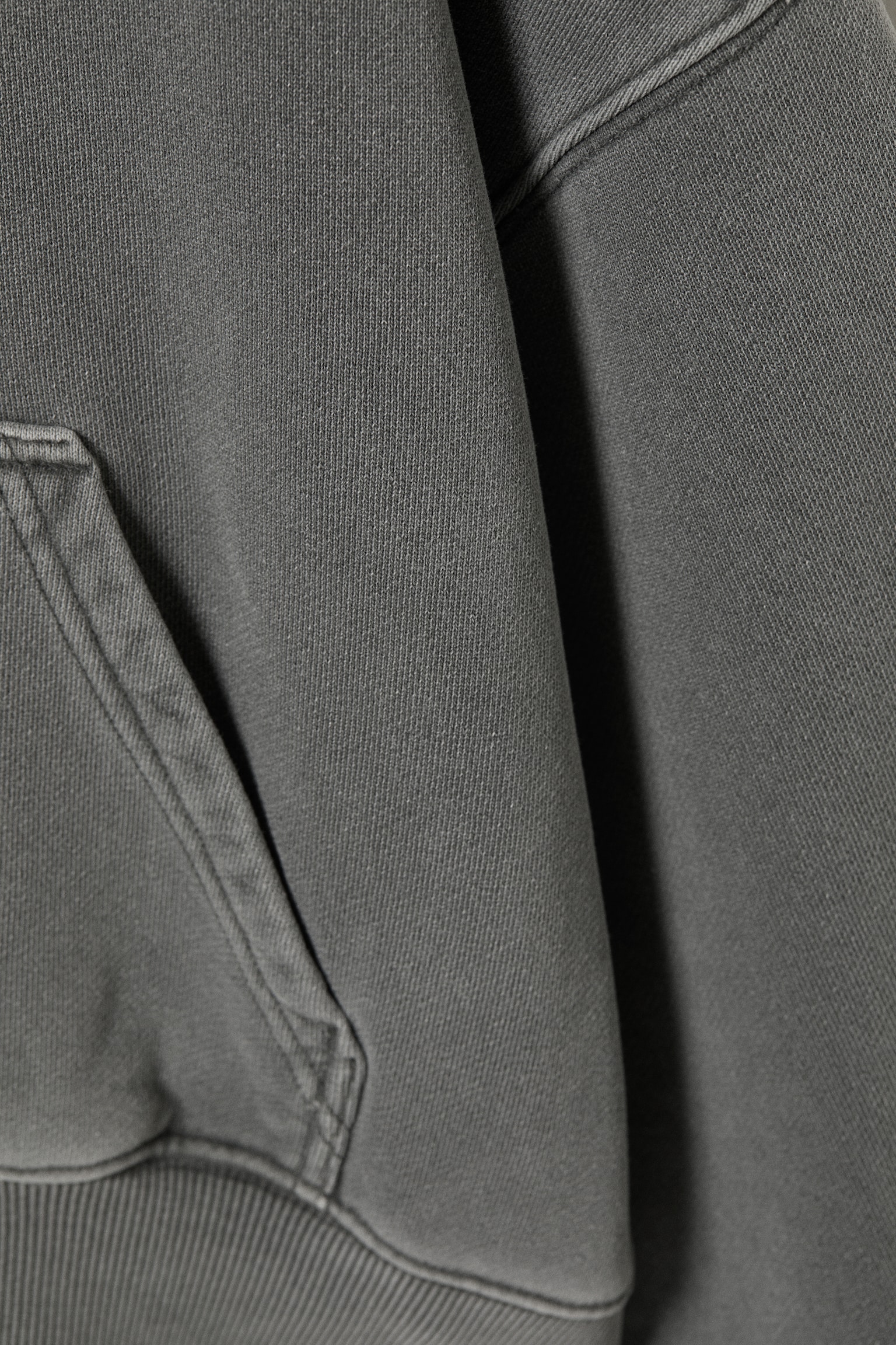 Bavlněná mikina s kapucí - Praná tmavě šedá/Vypraná světle fialová - 3