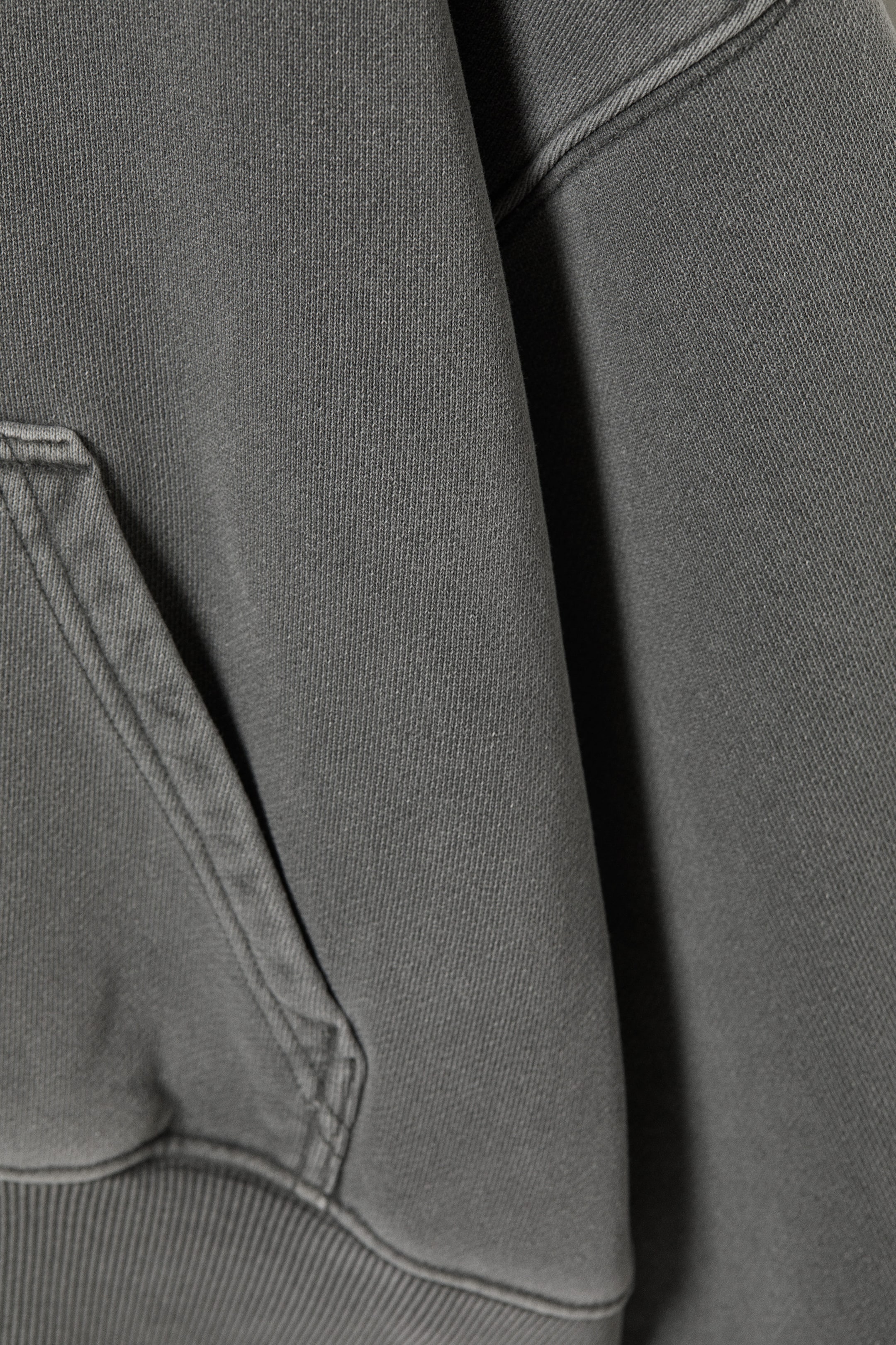 Gris foncé délavé - Sweat à capuche boxy en molleton de coton - 6