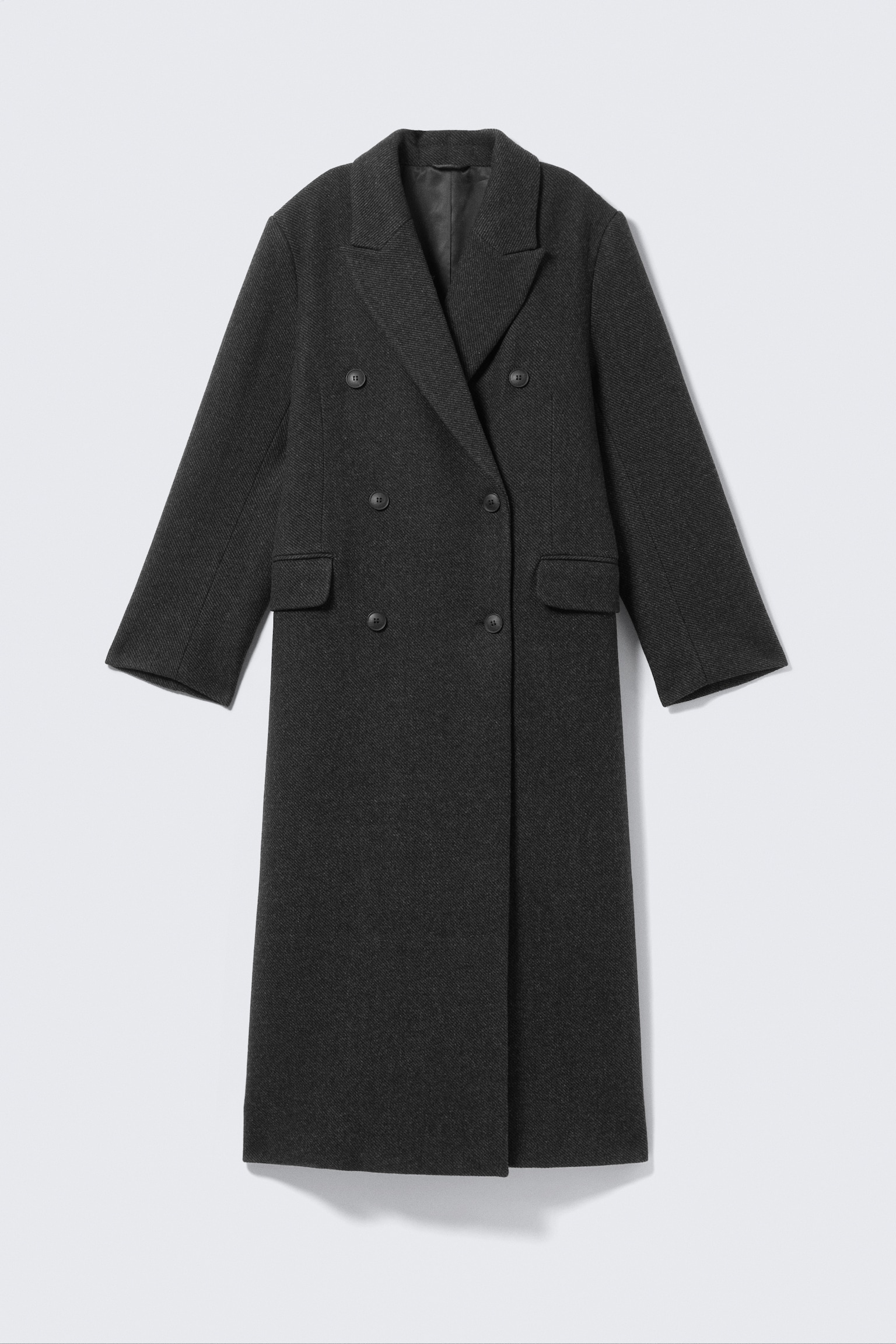 Oversized Double-Breasted Wool-Blend Coat - Dark Grey/Black/Dark Brown - 2