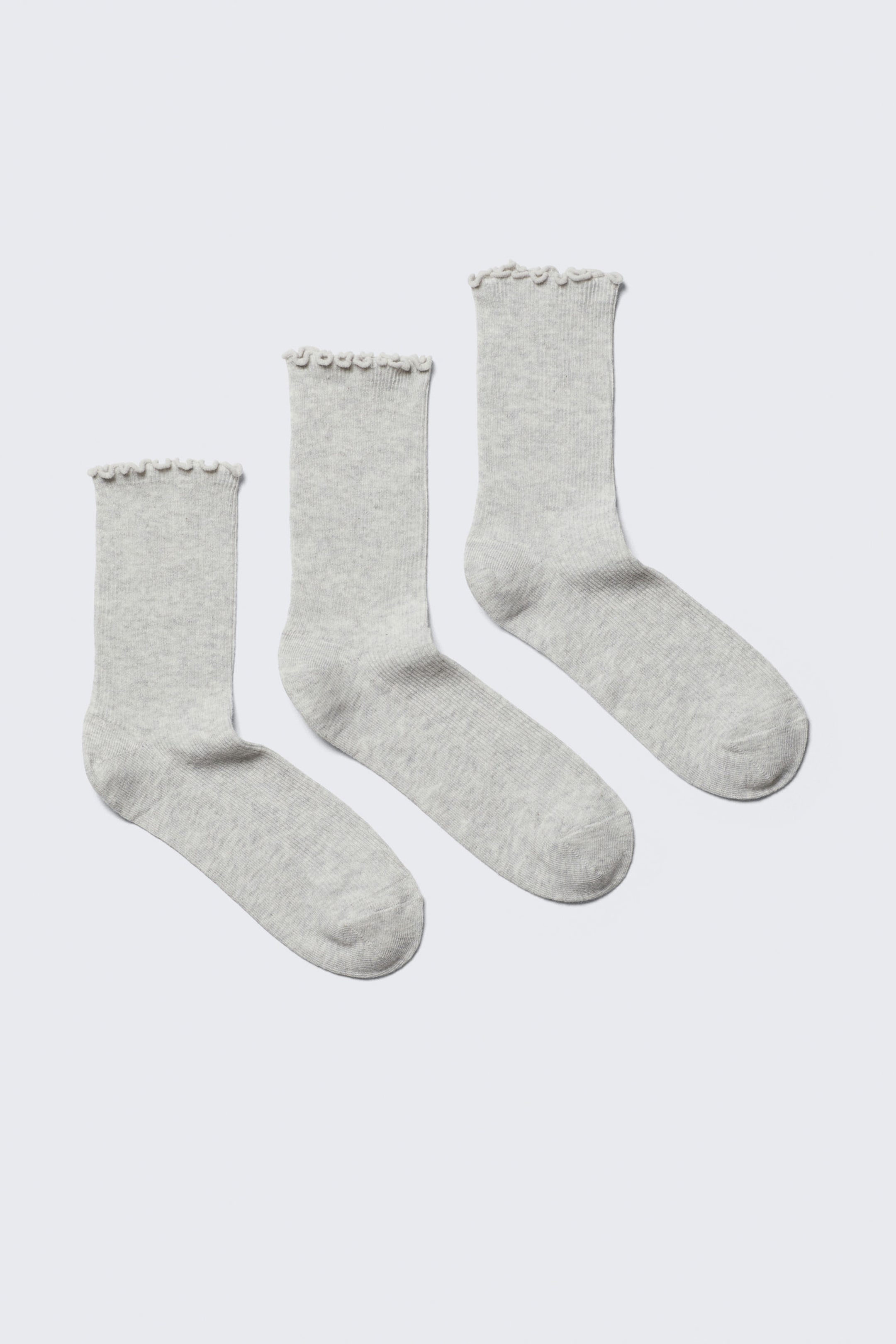 #AFAFAF - 3er-Pack Rüschensocken