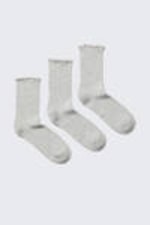 Grau meliert - 3er-Pack Rüschensocken - 0