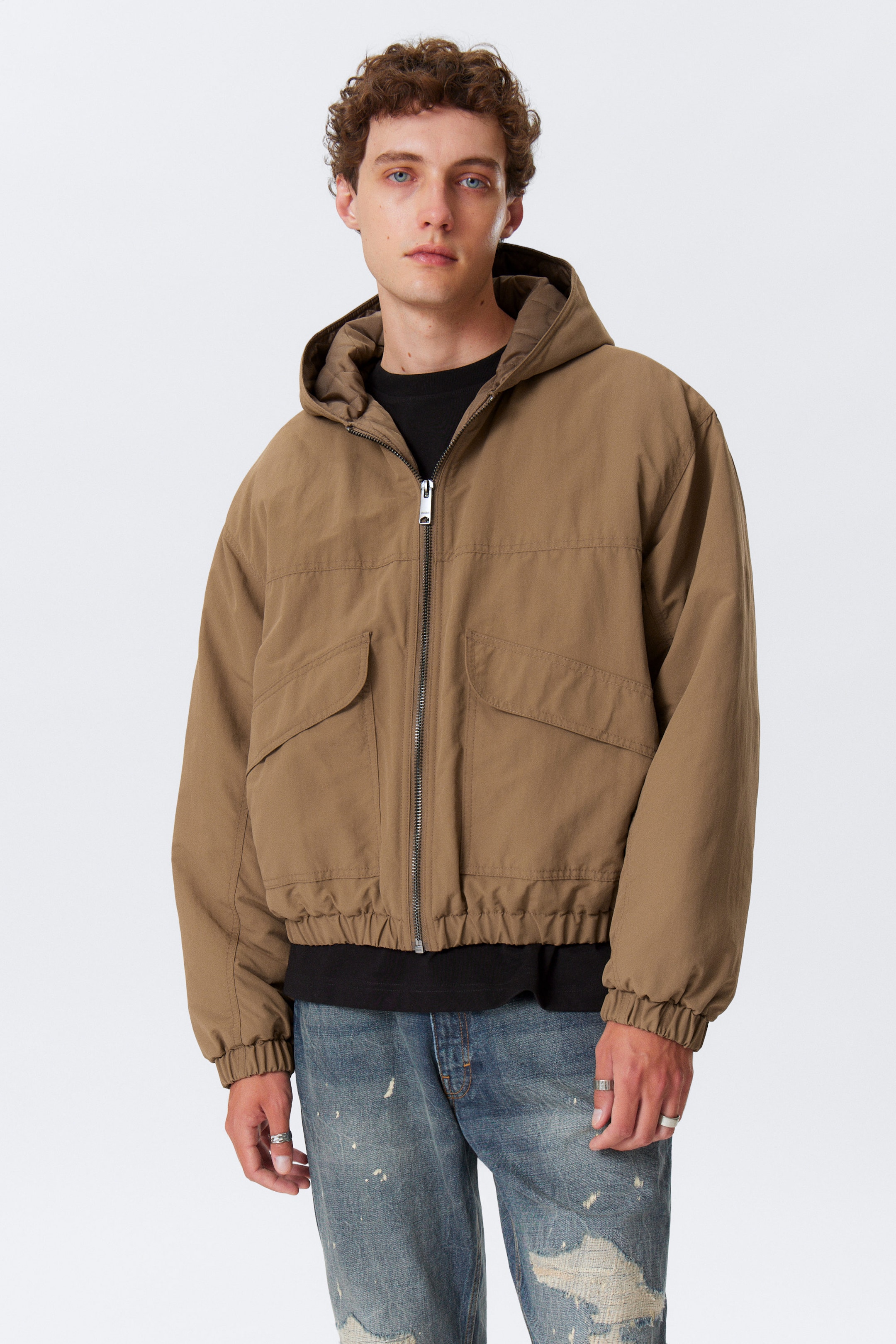 Dusty Brown - Relaxed Nylon Bomber Jacker - 2