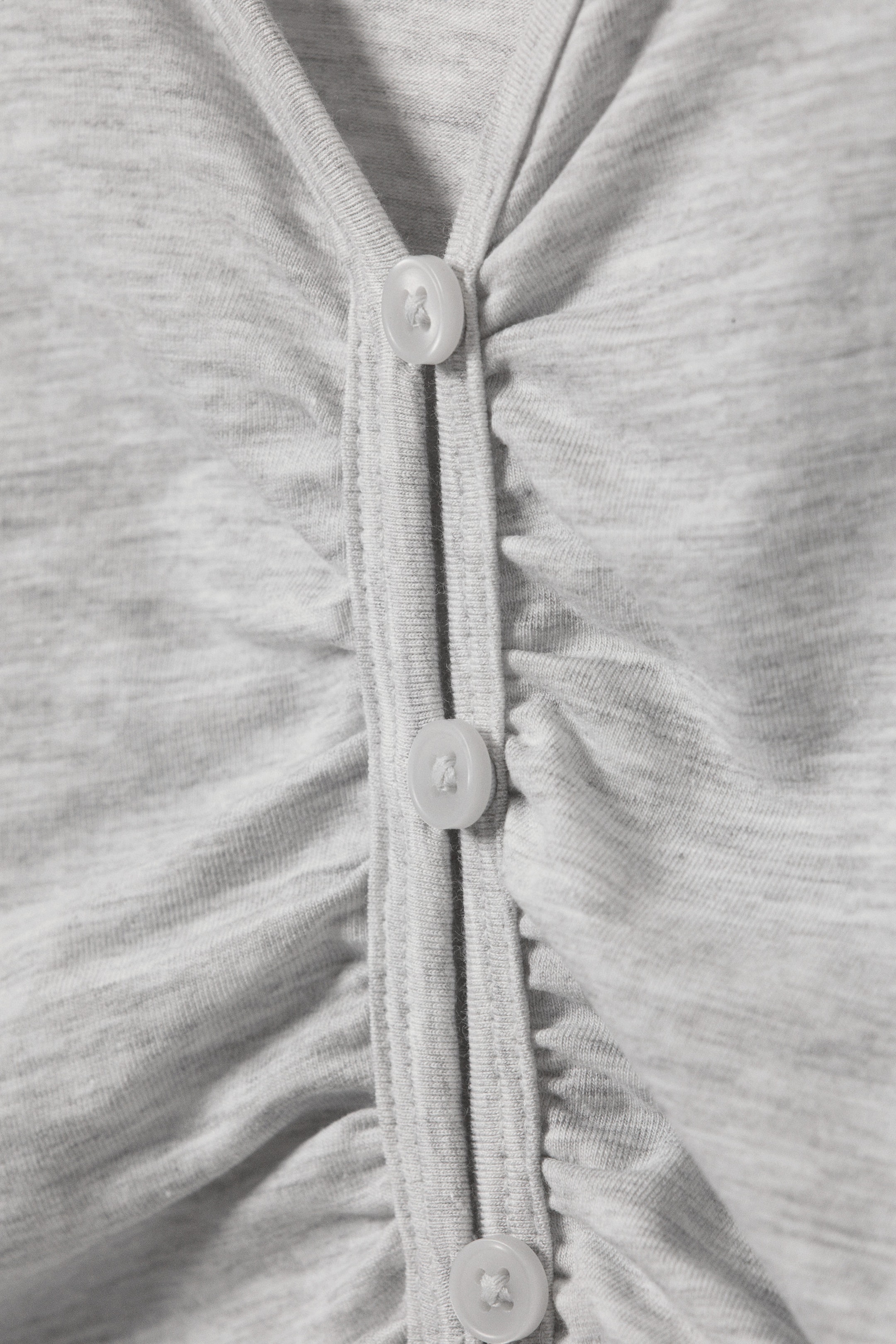 Hellgrau meliert - BELLE B - GERAFFTER CARDIGAN MIT V-AUSSCHNITT - 2