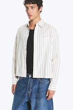 Striped White - Relaxed Boxy Poplin Shirt - 1