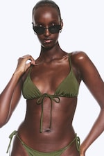 Dark Green - Shimmer - Triangle Bikini Top - 1