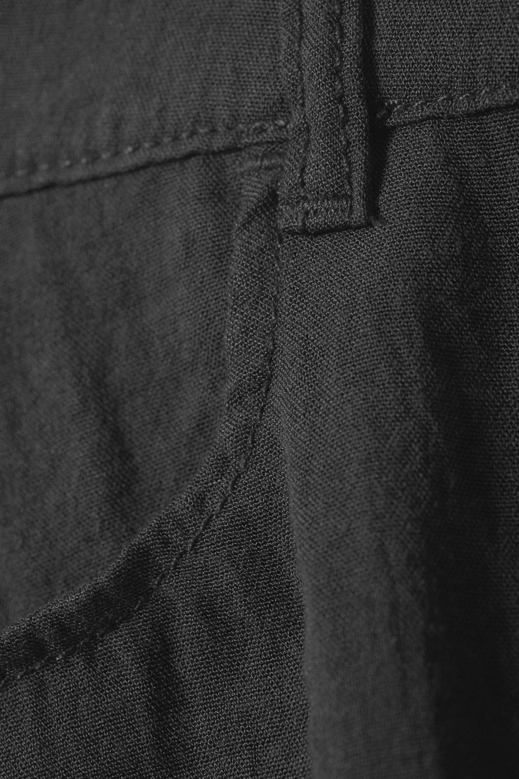 Dark Grey - Crinkle Low Waist Loose Fit Trousers - 4