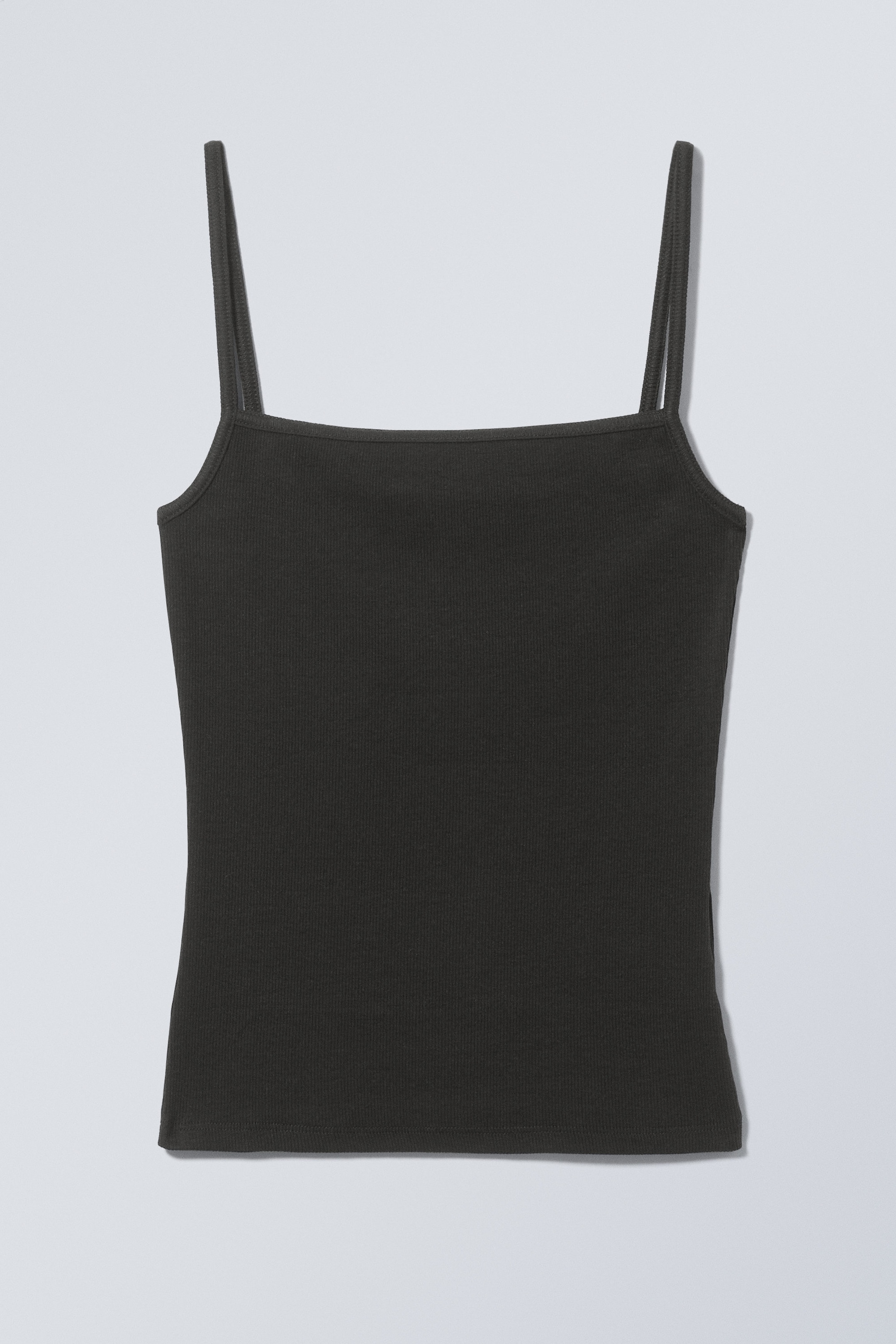 Black - Square Neck Rib Singlet - 0