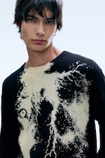 Schwarz - Blitz - Grafischer Strickpullover - 3