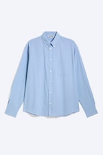 Striped Light Blue - Loose Structured Buttoned Shirt - 3