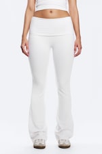 Blanc - Collants de yoga évasés à taille plissée - 1