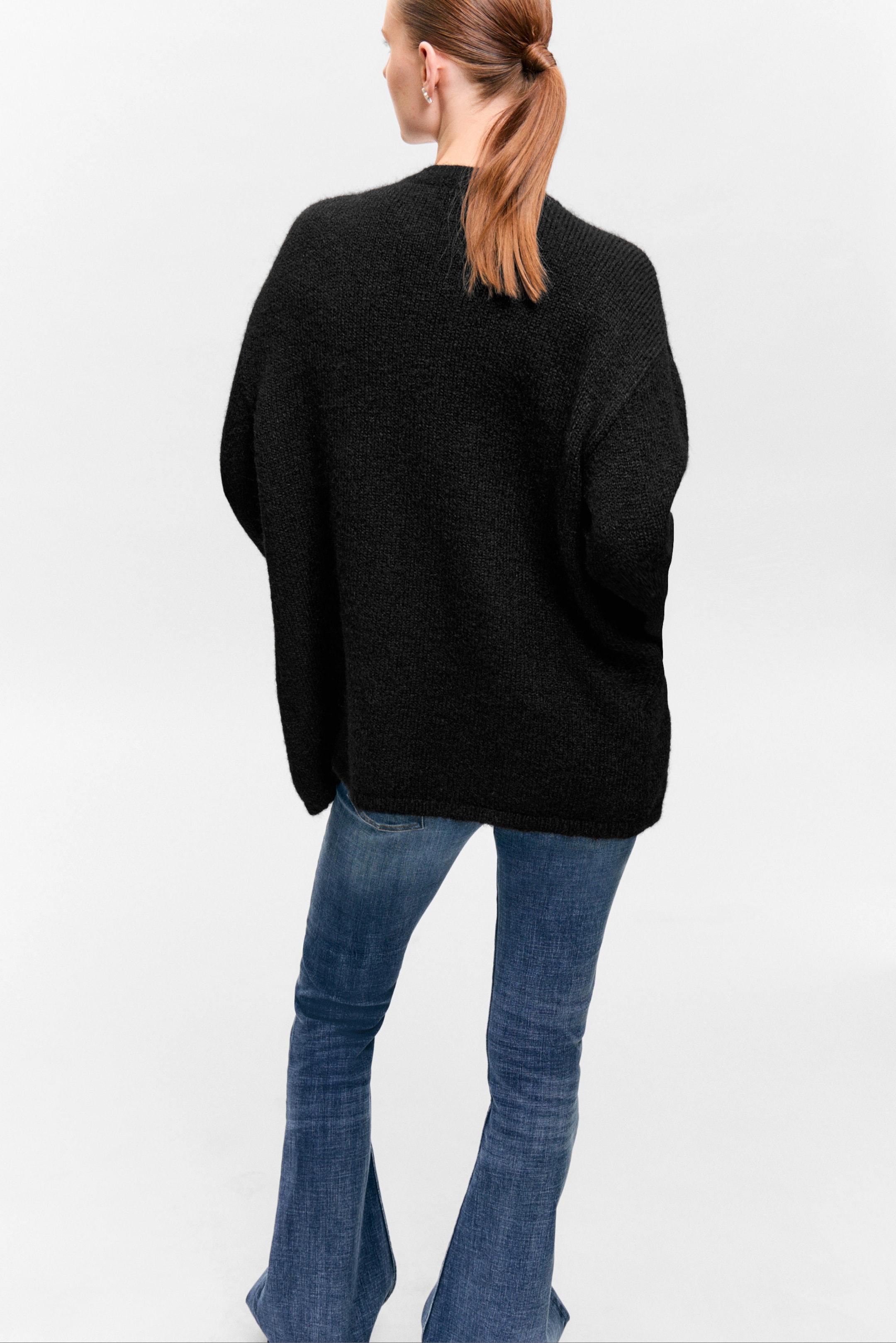 Black - Soft Knit V-Neck Cardigan - 2