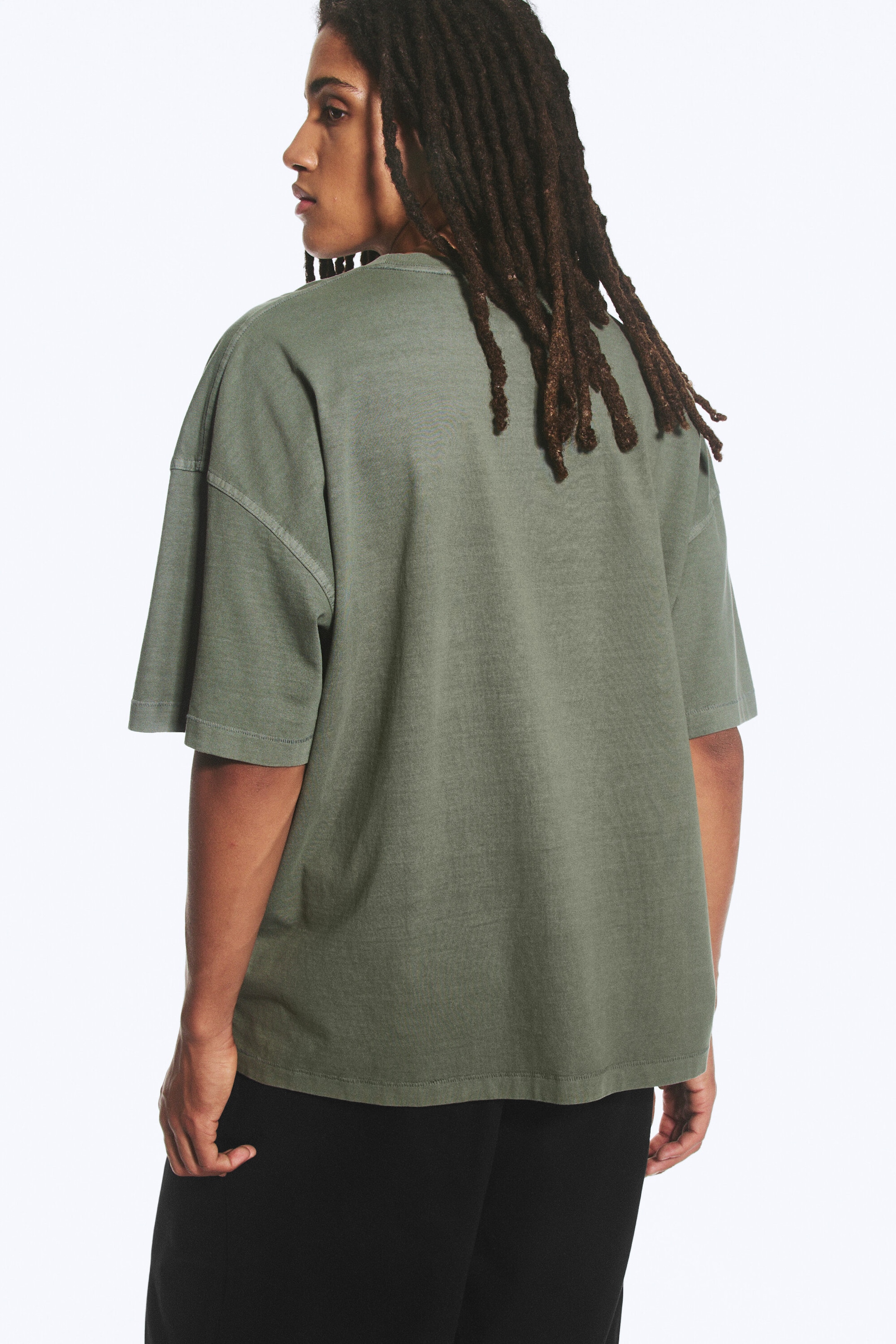 Light Dusty Khaki Green - Oversized Boxy T-Shirt - 2