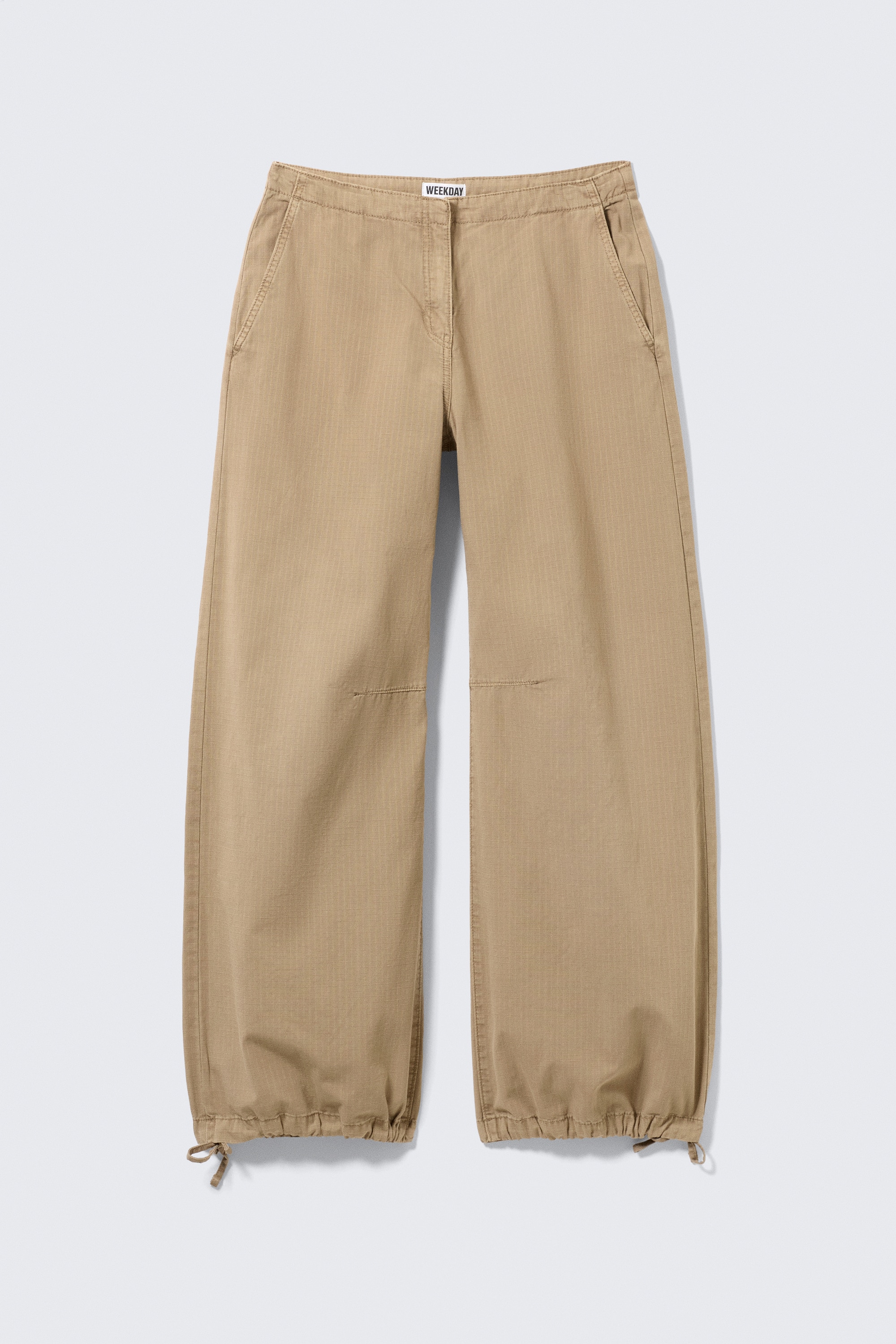 Low Rise Baggy Ripstop Trousers - Beige/Dark Grey/Dark Khaki