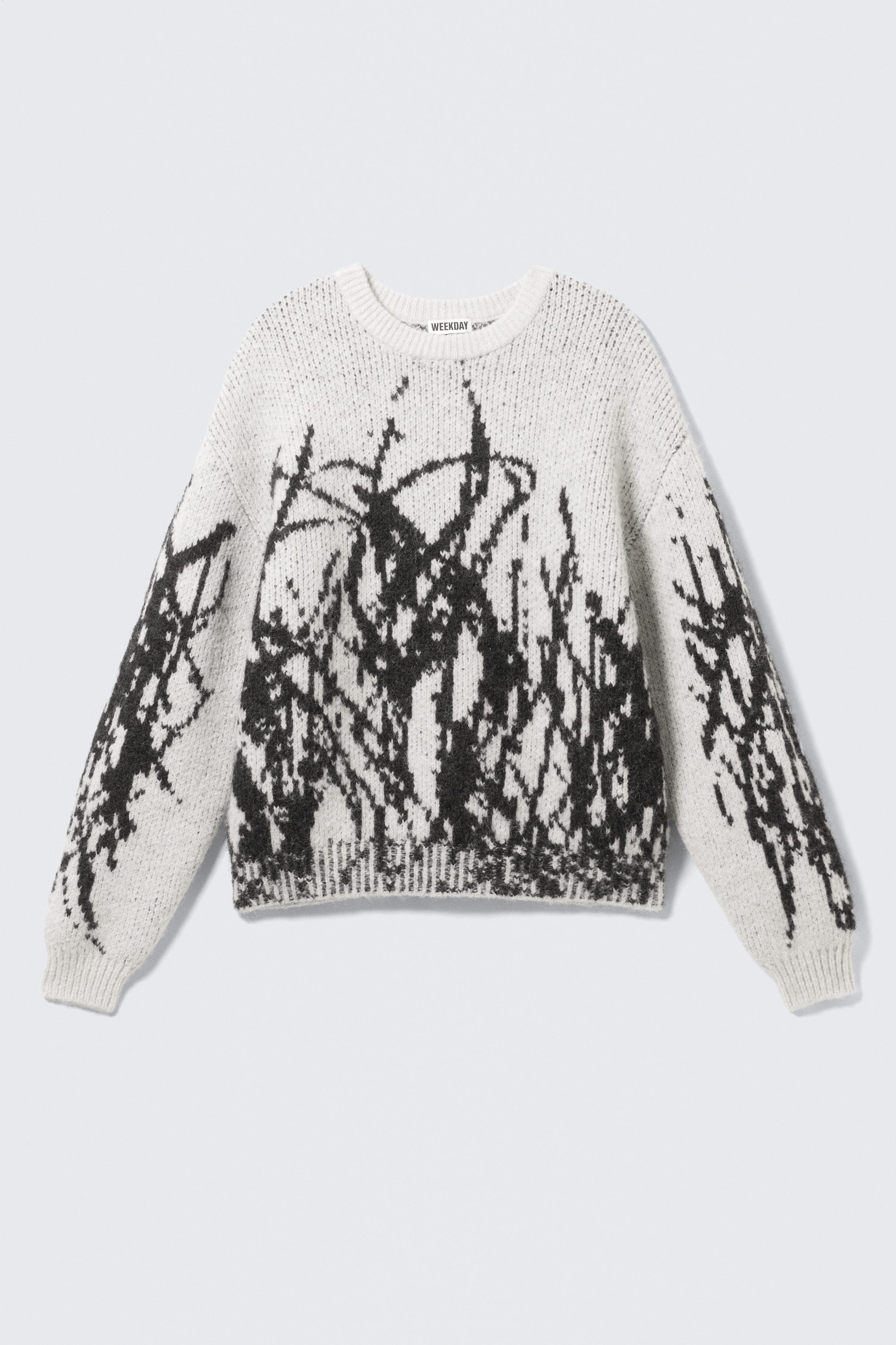 White - Black Graphic - Graphic Knitted Wool-Blend Sweater - 4