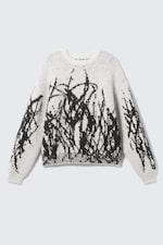 White - Black Graphic - Graphic Knitted Wool-Blend Sweater - 4