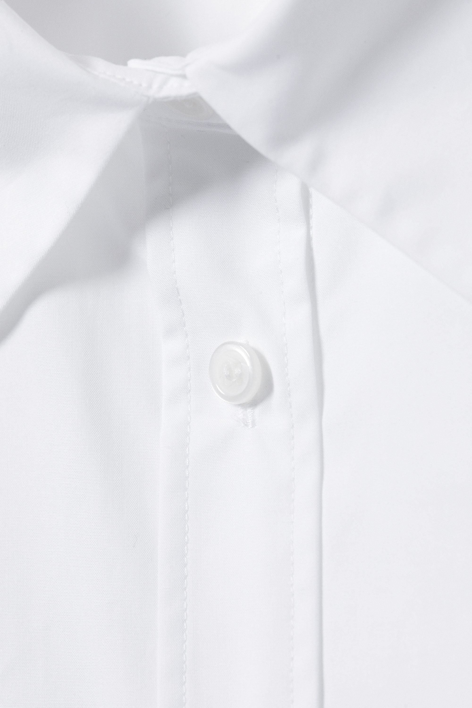 White - Cross-Buttoned Long-Sleeved Cotton Shirt - 5
